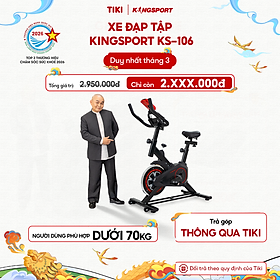 [Miễn phí lắp đặt] Xe đạp tập KINGSPORT KS-106 khung,  khung sườn chắc chắn, tích hợp đồng hồ đo lường chỉ số, cân nặng phù hợp từ dưới 70kg