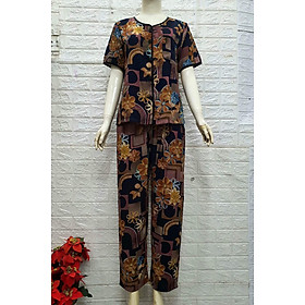 Đồ Bộ Nữ Tole  Nhung Trung Niên Quần Dài Tay Ngắn Cài Nút, Có Xẻ Tà Bigsize, Màu 7