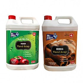 Combo 2 can Nước rửa tay khử mùi Mr.Fresh 5L Hương Quế & Hương Táo (5l/can)