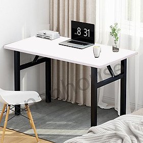 Bàn làm việc chân gấp gọn HG - 100x40x75 - Khung đen - mặt trắng