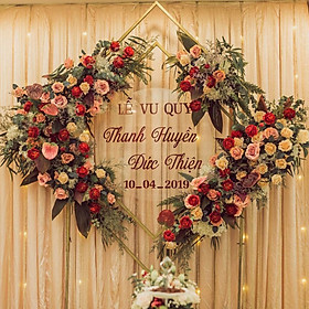 Bộ Tên Đám Tiệc Trang Trí Rèm Vải Voan - Theo Yêu Cầu + Bảng Mica Trong Suốt