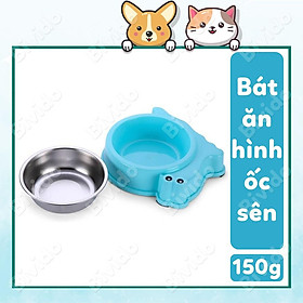 Bát ăn đơn cho chó mèo inox hình ốc sên 18cm 150g Bivido Pet Shop