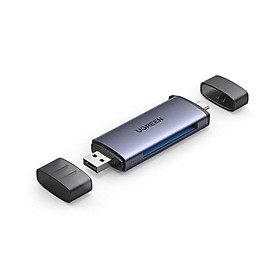 Ugreen 50906 Màu Xám Đầu đọc thẻ nhớ 2in1 USB-C 3.1 + USB 3.0 sang SD TF Cfast 2.0 cm517 - Hàng chính hãng