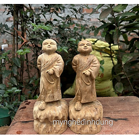 Mua Tượng chú tiểu tùy duyên bằng gỗ ngọc am thơm nức kt cao 20cm