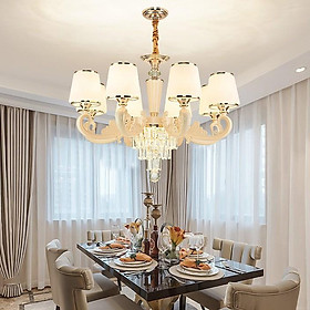 Mua Đèn chùm KATI 8 tay pha lê cao cấp loại chuẩn sang trọng trang trí phòng khách (kèm bóng LED  ảnh thật)