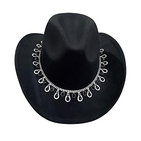 Classic Cowboy Hat Cosplay Sunshade Photo Props for Adults Travel Black