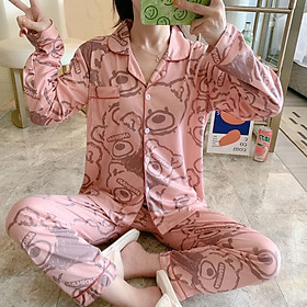 Hình ảnh Bộ Pijama Nữ MỚI 2021 Bộ Đồ Ngủ Bộ Mặc Nhà Pijama Quần Dài Tay Dài Thu Đông Chất Mềm Mịn Mặc Thoải Mái Họa Tiết Cute