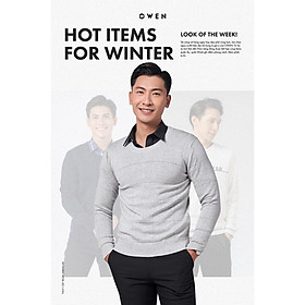 Áo len nam OWEN cổ tròn sợi cotton giữ ấm tốt, không xù mã ALD220748