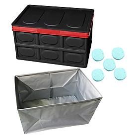 COMBO HỘP ĐỰNG ĐỒ ĐỂ CỐP XE Ô TÔ GẬP GỌN ĐEN VIỀN ĐỎ + 5 VIÊN SỦI RỬA KÍNH (TẶNG TÚI BẠC CHỐNG NƯỚC CAO CẤP)