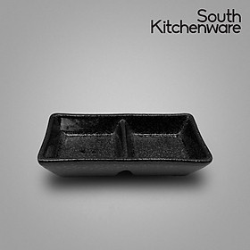 Mua Dĩa đựng nước chấm 2 ngăn nhỏ sứ tráng men cao cấp  phong cách Nhật Hàn 12x6 cm