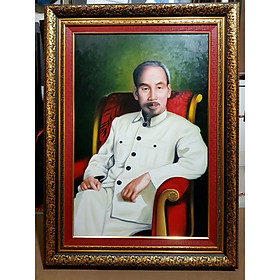 Tranh vẽ sơn dầu-Chủ tịch Hồ Chí Minh-chụp trong điện Kremlin trong dịp thăm 9 nước anh em trong phe XH chủ nghĩa Matscova -10-1957