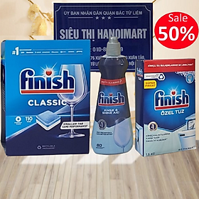 Combo Viên rửa bát Finish 110 viên + Muối Finish 1.2kg + Nước làm bóng Finish 400ml