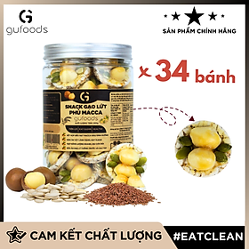 Snack gạo lứt phủ macca GUfoods - Topping siêu hạt, Giòn rụm, Thơm bùi, Giàu dinh dưỡng, Healthy, Eat clean, Thuần chay