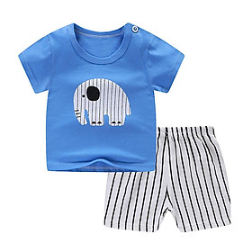 Quần Áo Ngắn Tay Unisex Cotton Mềm Ở Nhà Cho Trẻ Em (2 Bộ)