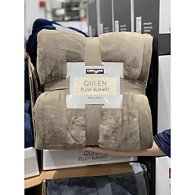 Chăn lông cừu KIRKLAND Queen Plush Blanket 248 x 233cm Cam Kết Chính Hãng chăn lông hai mặt giống nhau siêu mềm siêu ấm -  Màu nâu tây