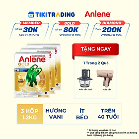 Combo 3 TPBS Anlene Gold hương vani 1.2kg - Tặng máy sấy tóc hoặc máy xay thịt