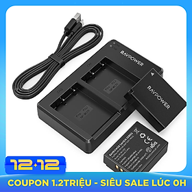 Bộ 2 Pin + Sạc Đôi RAVPower Fujifilm NP-W126S Cho Fujifilm X-T20, X-T10, X-T100, X100F, X-H1, X-T3, X-T2, X-T1, X-A5, X-A3, X-A1, X-E1, X-E2,... (Hàng Chính Hãng)