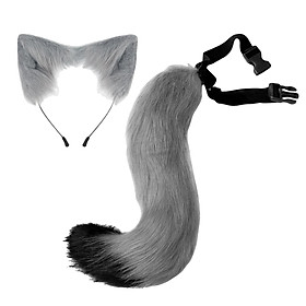 Fox Ears Hair Hoop Costume Fancy Dress Faux Fur Long Tail for Party Birthday Stage Shows