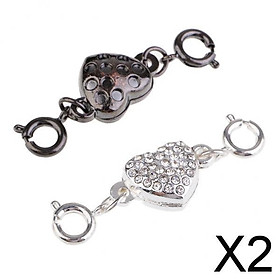 2x2 Sets Rhinestone Heart Brass Magnetic Lobster Clasps DIY Jewelry Finding