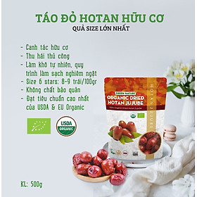 Táo đỏ hữu cơ Hotan 500gr Organic Dried Hotan Jujube 500gr - Green Nature