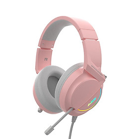 Tai nghe vòm Ajazz AX365 7.1  chơi game   Chống ồn  có thể thu vào  Chụp tai mềm 50mm - Hồng