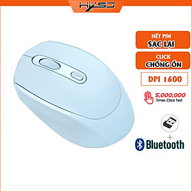 Hình ảnh Chuột không dây Bluetooth, chuột máy tính HXSJ M107B chống ồn, DPI 1600, chế độ kép wireless usb 2.4Ghz, bluetooth chuyên dùng cho laptop, máy tính, tivi - Hàng chính hãng
