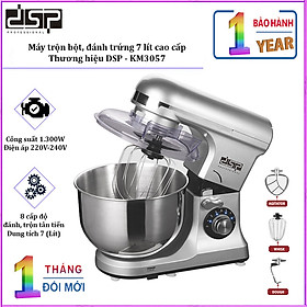 Mua Máy trộn bột  đánh trứng 7 lít cao cấp DSP KM3057 thiết kế 8 tốc độ điều chỉnh khác nhau  3 đầu trộn phù hợp với nhiều loại thực phẩm  công suất 1300W - Hàng chính hãng
