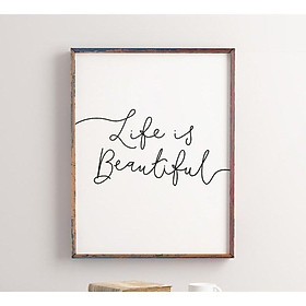 Tranh in cao cấp | Typography-Life is Beautiful 29 , tranh canvas giá rẻ