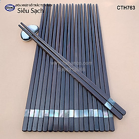 Mua Đũa Nhật gỗ trắc đầu khảm xà cừ ốc biển (10 đôi) đũa xuất Nhật - gỗ tự nhiên siêu sạch - an toàn cho sức khỏe - CTH763 - Chopstick of HAHANCO