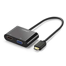 Mua Cáp chuyển đổi Mini HDMI sang HDMI và VGA có Audio Full HD có trợ nguồn Dài 30CM Màu Đen Dây Tròn Ugreen GK