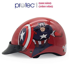 Nón bảo hiểm trẻ em 1/2 đầu Protec Kitty, họa tiết siêu anh hùng Captain American