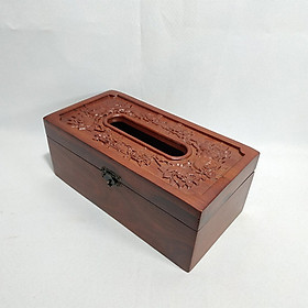 Mua Hộp đựng giấy ăn gỗ hương chạm khắc hoa hồng tinh xảo THREE WOOD