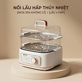 Nồi lẩu hấp thủy nhiệt Mishio MK382 khay hấp inox 304 - Hàng chính hãng