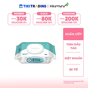 Khăn ướt đa năng KLEANNARA Hương táo & bạc hà (có nắp) - 80 tờ