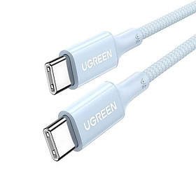 Ugreen UG15271US557TK 1M 100w c-c hỗ trợ QC4.0 5A Cáp sạc nhanh - truyền dữ liệu 2 đầu USB-C dây bọc dù Màu Xanh - HÀNG CHÍNH HÃNG