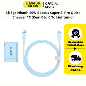 Bộ Sạc Nhanh 20W Baseus Super Si Pro Quick Charger 1C (Kèm Cáp C To Light-ning)- Hàng chính hãng