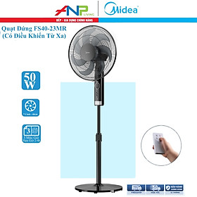 Quạt Đứng 7 Cánh Midea FS40-23MR (Hàng Chính Hãng, Công Suất 50W, Điều Khiển Từ Xa Chỉnh Gió 3 Tốc Độ, Có Chức Năng Hẹn Giờ)