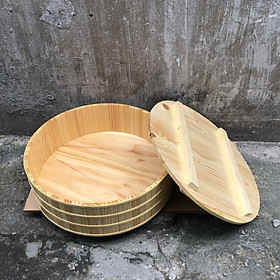 Hình ảnh Thố gỗ đánh cơm Sushi _ Thố gỗ trang trí Sashimi Φ 40cm - Cao 15cm - Gỗ thông tự nhiên