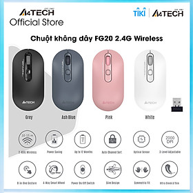 Mua  Tặng túi phụ kiện đựng cáp sạc  Chuột vi tính FG20 Wireless A4tech - Hàng chính hãng