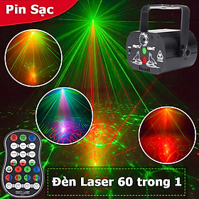 Đèn laser 60 trong 1 pin sạc đèn trang trí sân khấu vũ trường phòng karaoke