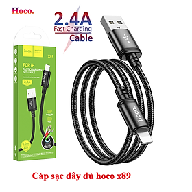 Dây sạc nhanh 2.4A cho Iphone Hoco. X89 dây dù chống đứt chống rối dài 1M - Hỗ trợ truyền dữ liệu tốc độ cao - Hàng Chính Hãng