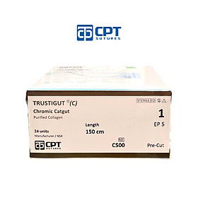 Chỉ phẫu thuật tự tiêu tan chậm CPT Trustigut (C) Chromic Catgut số 1 - C500