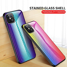 Ốp điện thoại kính cường lực sợi carbon viền TPU dẻo cho iPhone 12 Mini 12 Pro Max 11 XS Max XR 6 7 8+s SE 2020