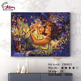 Mua Tranh tự tô màu theo số CN0821 Tranh sơn dầu số hóa tự vẽ mẹ ôm con