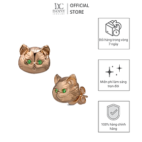 Hình ảnh Bông Tai Nữ Danny Jewelry Bạc 925 Biểu Tượng Con Mèo Đính Đá Garnet Xi Vàng hồng BT0037