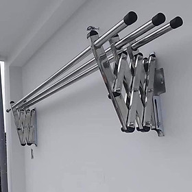 Giàn phơi xếp tường inox cao cấp có đầy đủ thanh phơi dài 1.5m