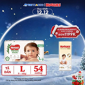 Tã Dán Siêu Cao Cấp Huggies Platinum Naturemade L54 (54 Miếng)