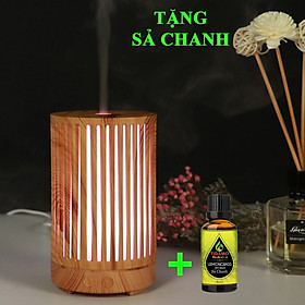 Máy Xông Tinh Dầu Cao Cấp + Tinh Dầu Sả Chanh Nguyên Chất Nhập Khẩu, Máy Khuếch Tán Tinh Dầu Chuyên Dụng, Họa Tiết Sang Trọng và Đèn LED Biến Đổi Màu Cực Đẹp (họa tiết ngẫu nhiên)