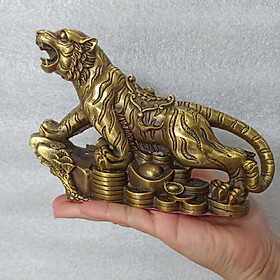 Tượng hổ bày bàn, tượng hổ bằng đồng đứng bệ vàng-Đồ đồng Nguyệt Ánh