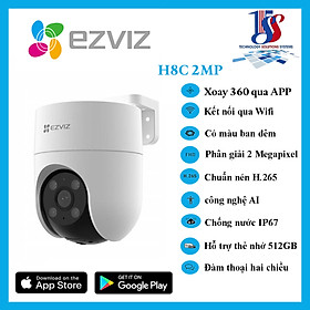 Camera wifi ngoài trời Ezviz H8C 2MP 2.0 megapixel, quay quét, màu ban đêm, đàm thoại 2 chiều - hàng chính hãng bảo hành 24 tháng